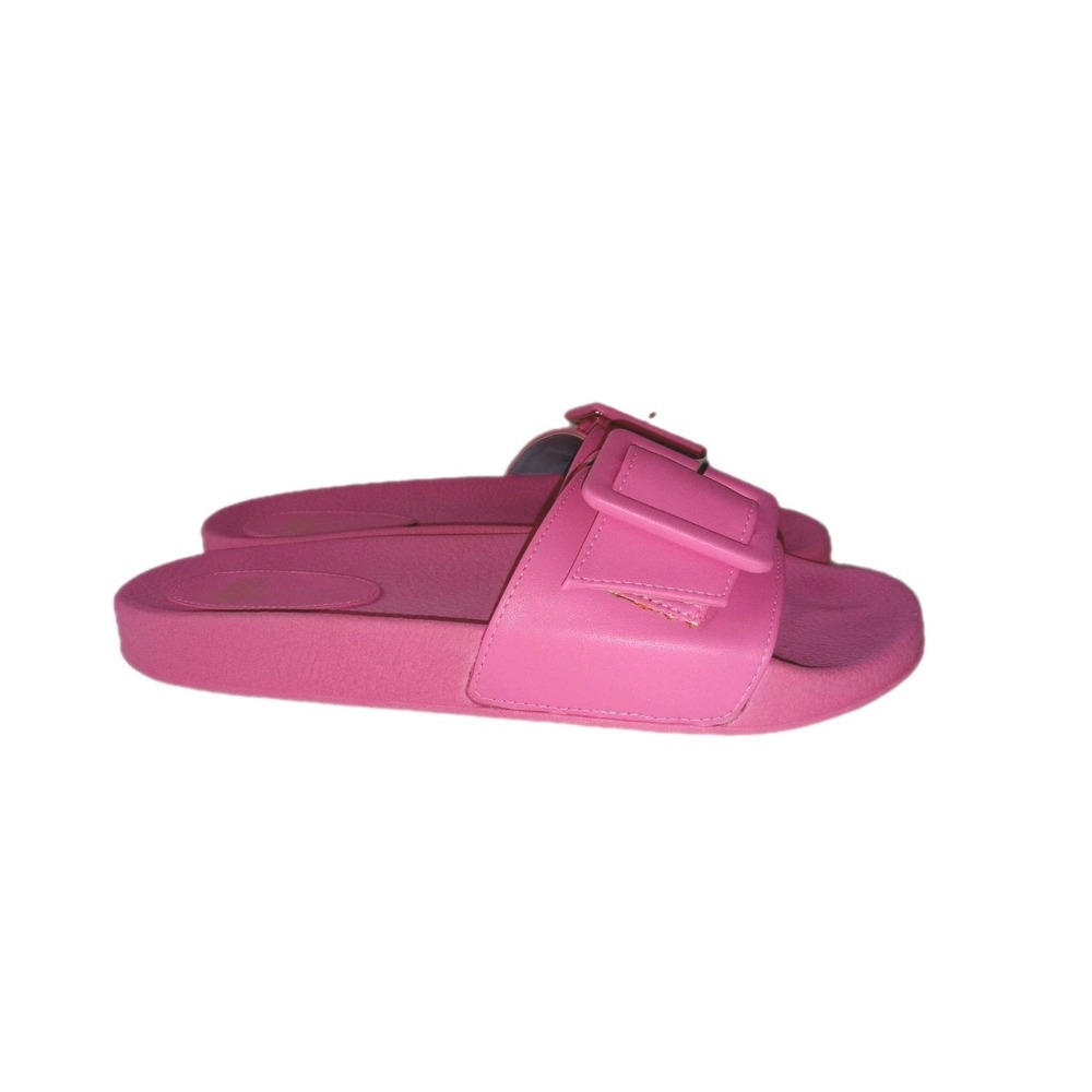 Frances Valentine Daisy Sandal Slides in Pink Vegan Leather Size 6 Pool Summer